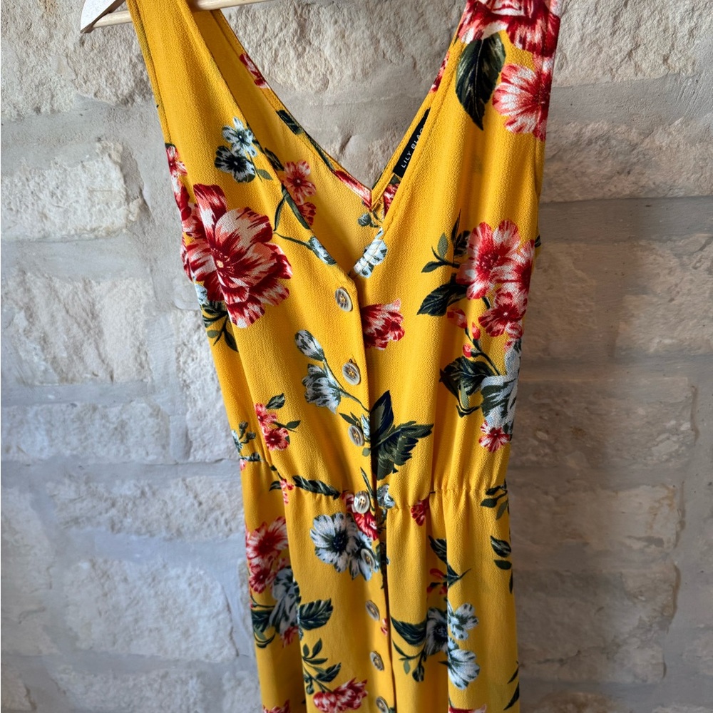 Floral Yellow Sleeveless Dress